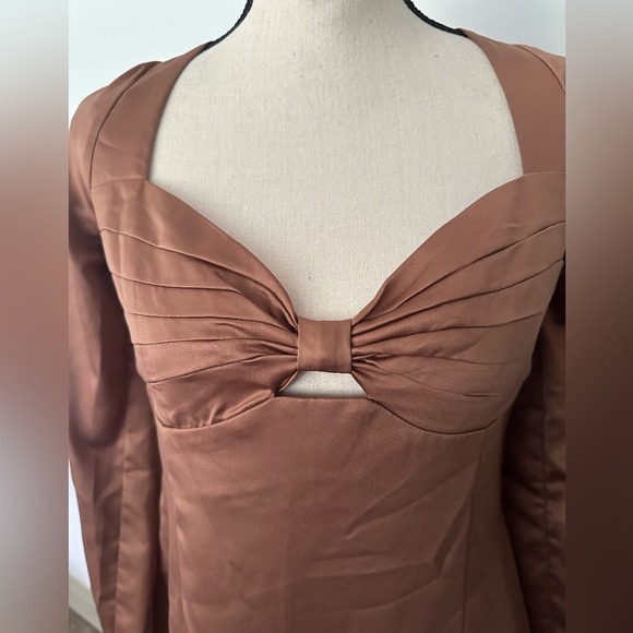 Dynamite NWT brown satin silk look mini bodycon dress size Medium - Picture 4 of 10